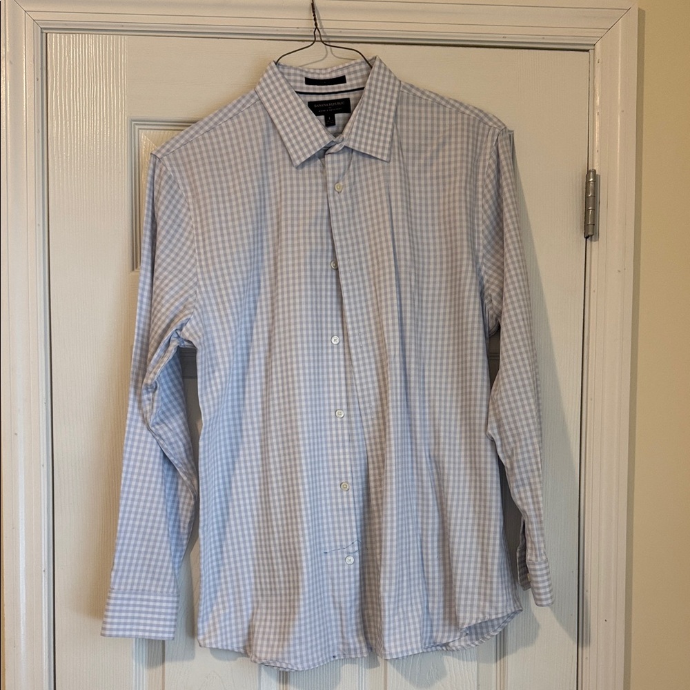 Banana Republic Light Blue Gingham Shirt